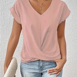 Elegant Pink V-Neck Women's Top